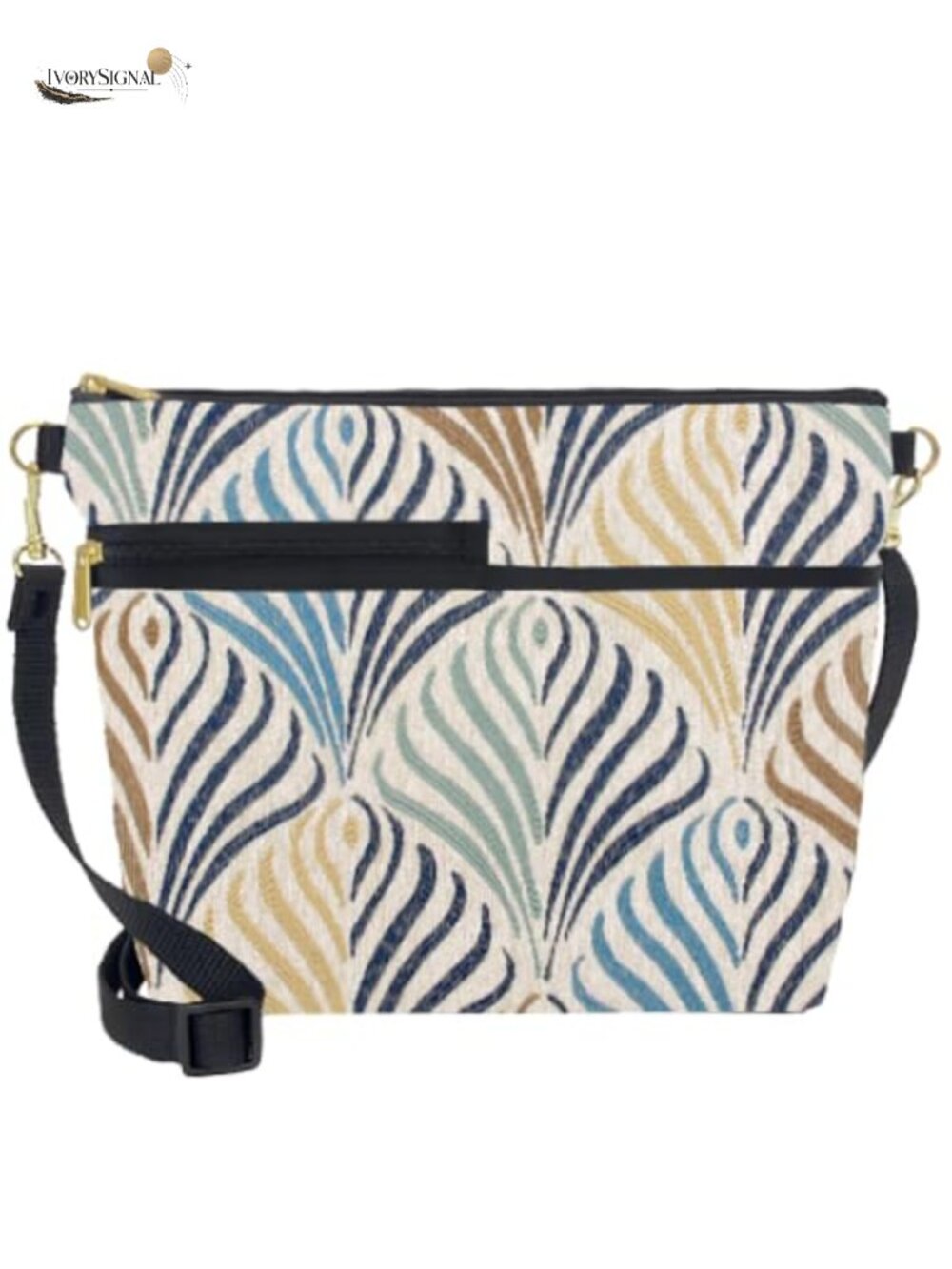 Tapestry Women's Shoulder Bag, Large Zipper Purse Handmade USA